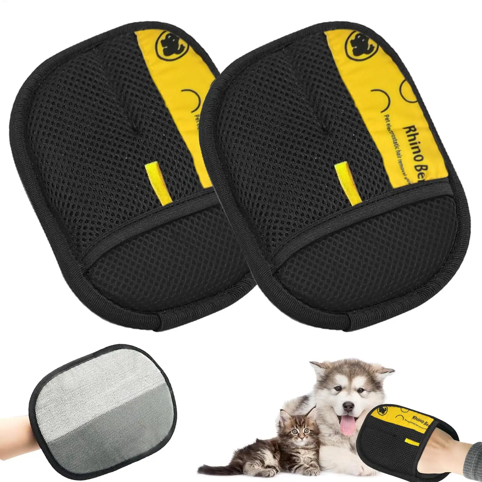 Pet Hair Remover Brush - 2 adet kedi bakım eldivenleri elektrostatik