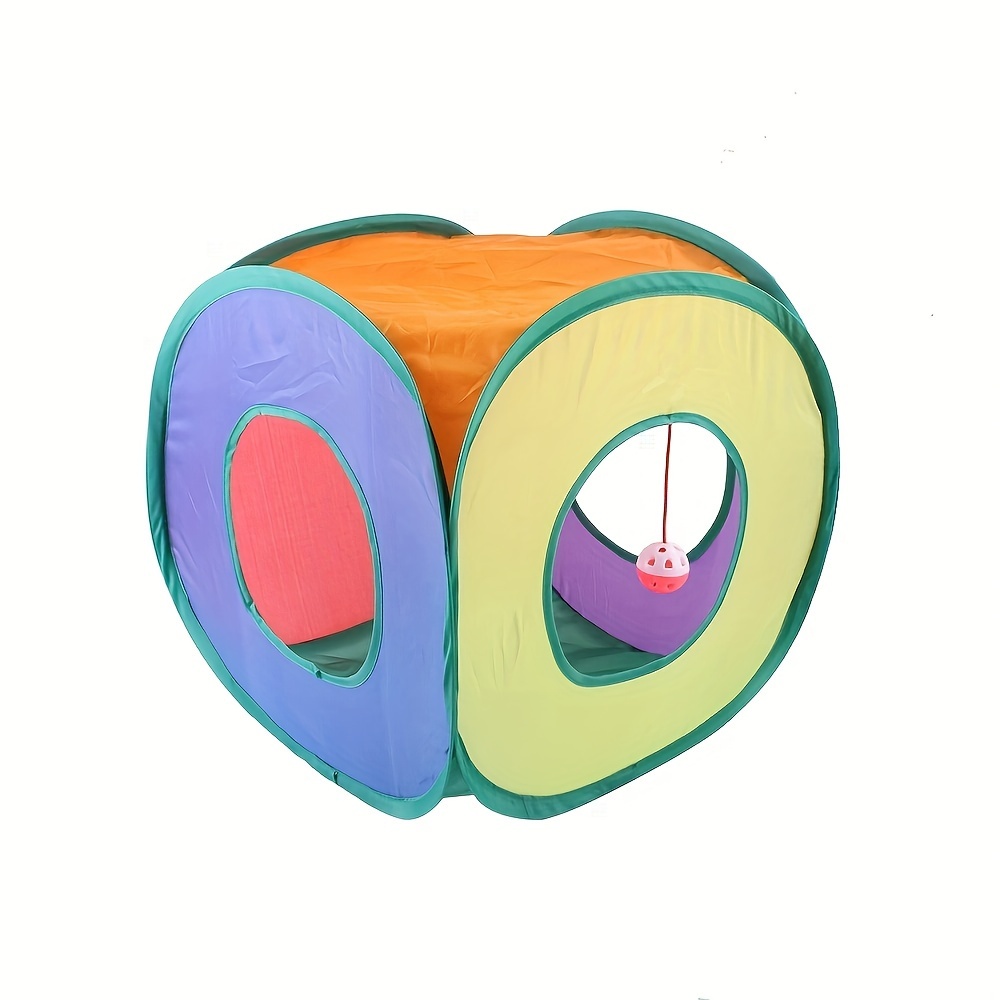 Cat Tunnel Toy - Katlanabilir Gökkuşağı Kedi Kare Tünel Kare